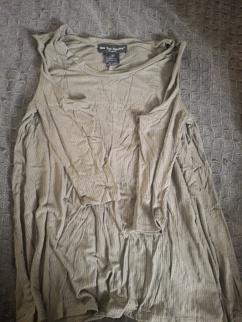 See You Monday Olive Ribbed Lightweight Tunic Top